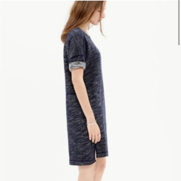 Madewell Navy Knit Short Sleeve Sweater Mini Dress 100% Cotton Women’s Medium - Picture 3 of 12
